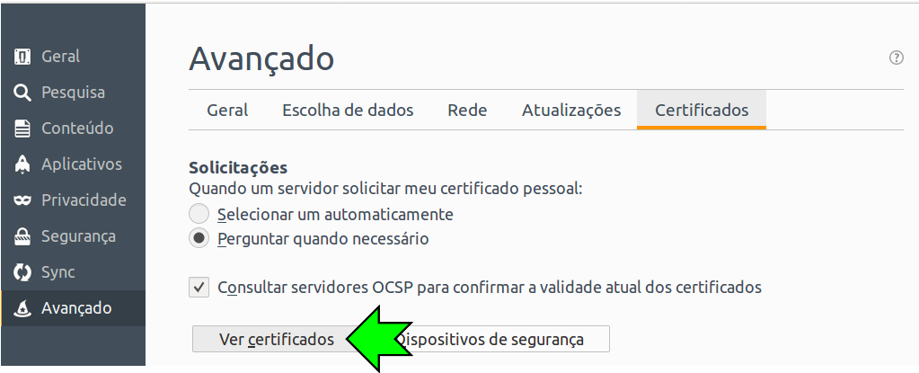 Clicando no botão "Ver Certificados"